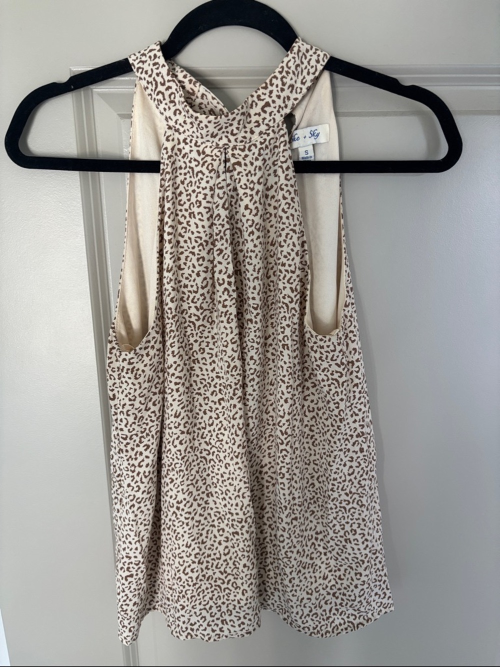 Cream Leopard Print Halter Dress